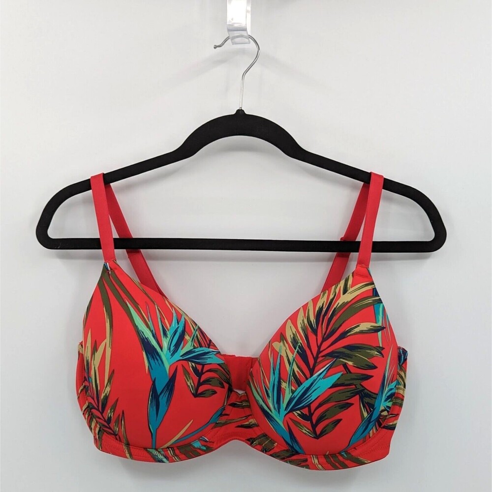 Victoria's Secret PINK Bra Women's 36DD Red Tropical Floral Lightly Lined